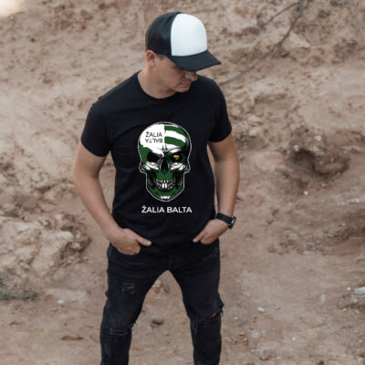 Universalūs marškinėliai Skull Žalia Balta juodi