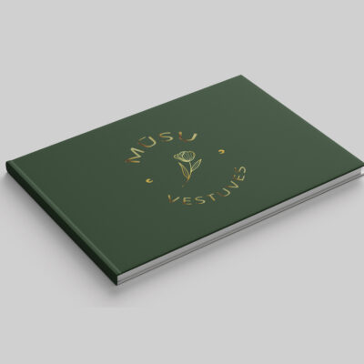 Universali žalia vestuvių palinkėjimų knyga, 20×28 cm