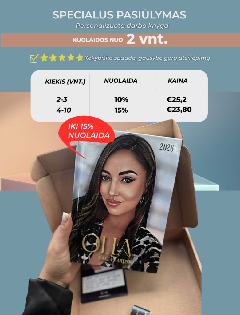 Specialus pasiulymas darbo knygoms asmeniniu virseliu