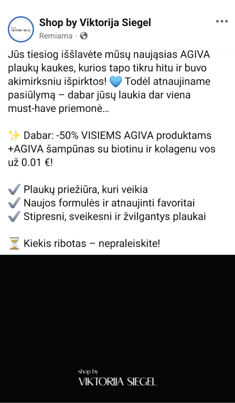 Reklamos analize Shop by Viktorija Siegel
