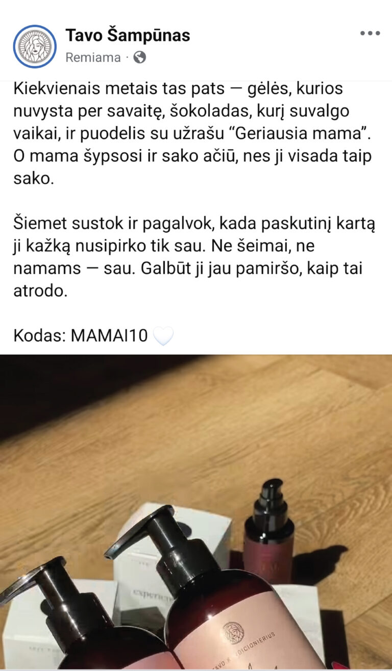 „Tavo šampūnas“ Facebook reklamos analizė