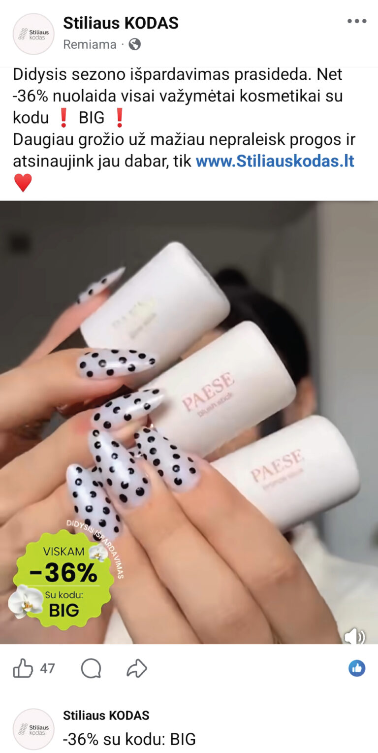 „Stiliaus KODAS“ Facebook reklamos analizė
